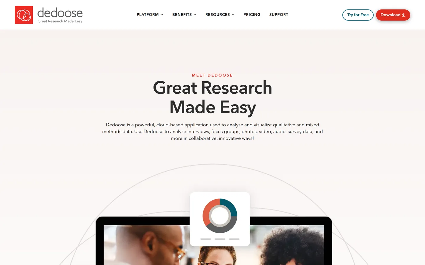 Dedoose homepage — web-based qualitative and mixed methods research software