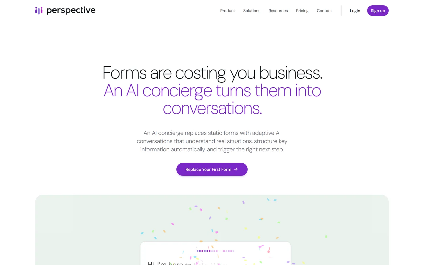 Perspective AI homepage — AI-moderated customer conversations at scale