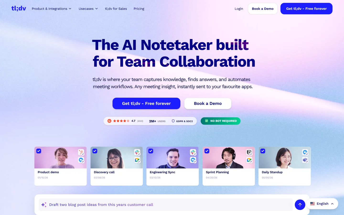 tl;dv homepage