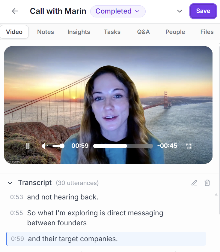 Interview detail with video and transcript
